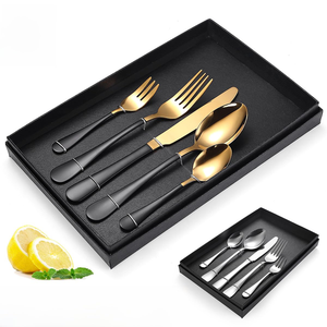 Ensemble de couverts en laiton avec poignée en or vert pour ustensiles de cuisine Table à dîner ensemble de couverts en acier miroir avec vernis - Product Image 3