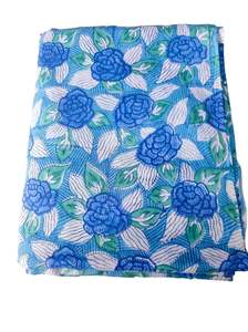 Blue Rose Floral Quilting Hand Block Print Cotton Fabric for Sewing Kid's Dresses Loose Craft & Handmade Yard Throw - Product Image 6