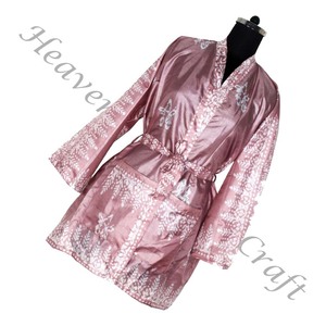 KS002 mujeres abstractas seda pura vintage Sari kimono corto tamaño libre ajustable vintage Sari kimono corto Mujer seda vintage - Product Image 1