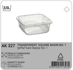 อ่างล้างจานสี่เหลี่ยมใสอเนกประสงค์ความจุ3.5L อ่างล้างจานสำหรับล้างผักผลไม้ - Product Image 2