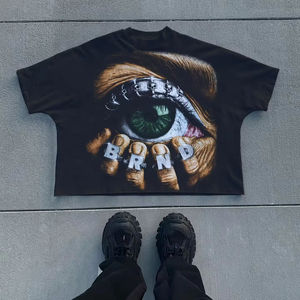 Camisetas con Logotipo Personalizado y Nombre de Marca, 100% Algodón, Tejido de Punto, Antiarrugas, Estilo Vintage, 300g - Product Image 3