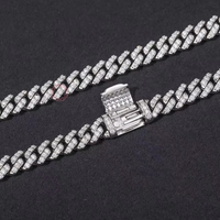Collier chaîne cubaine tendance en argent sterling 925 plaqué or fin avec moissanite naturelle D VVS certifiée pour hommes/femmes