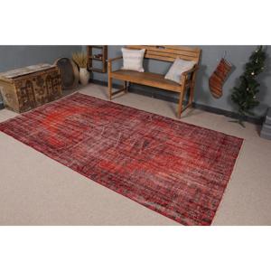 Vintage Turkish Rug 5.2x9.1 ft, <b>Red</b> Large Ikat <b>Wool</b> Rug - Product Image 1
