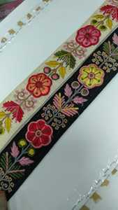 Custom Made 1 Inch Organza <b>Ribbons</b> Floral Multi-Coloured Machine Embroidered Sequins 100% Cotton for Various Purposes - Product Image 5