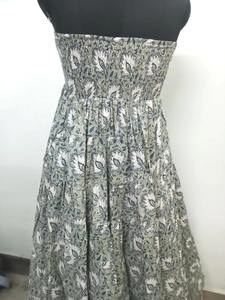 Bloque de mano indio algodón bloque impreso Vestido Mujer elegante moda vestido personalizado novia boda regalo verano desgaste vestido venta - Product Image 3