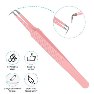 Pince à épiler 90 degrés en acier inoxydable de haute qualité de marque privée en gros pour l'extension des cils à vendre - Product Image 5