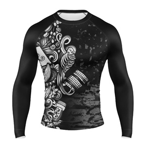 เสื้อรัดกล้ามเนื้อพิมพ์ลายซิลค์สกรีนคุณภาพดีที่สุดสำหรับผู้ชาย แบรนด์ส่วนตัว แขนยาว เหมาะสำหรับกีฬาต่อสู้ สำหรับผู้ใหญ่ - Product Image 1