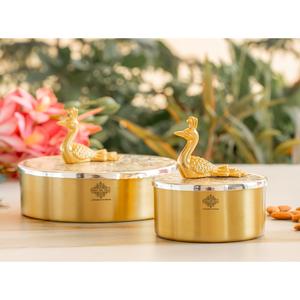 IndianArtVilla Caja decorativa de Latón chapado en plata con perilla de diseño de pavo real-Ideal para almacenamiento, regalos y decoración del hogar - Product Image 6