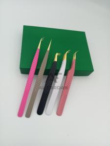 แหนบต่อขนตาปลอมทำจากสเตนเลสทนทานปลายนาโนทำจากเส้นใยเคลือบสีทองแบบกำหนดได้เอง - Product Image 5