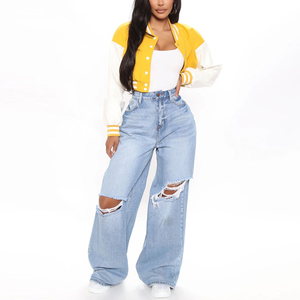 OEM/ODM Wholesale Plus Size <b>Women</b> Varsity <b>Jacket</b> New Design Long <b>Sleeves</b> Casual Wear Crop Top Letterman <b>Jacket</b> - Product Image 6