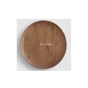Chargeur en bois sous assiette plaque de chargeur d'exposition de forme ronde faite à la main pour l'utilisation de la vaisselle à la maison et au restaurant - Product Image 1