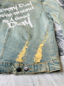 Veste de détresse en jean chaud pour l'hiver pour hommes OEM vêtements décontractés veste à col rabattu veste en jean boutonnée - Product Image 6