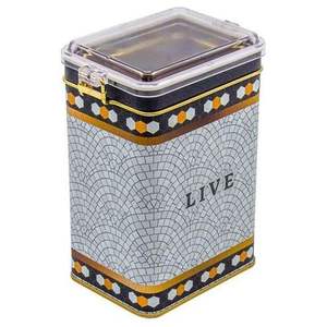 Boîte de rangement en métal motif mosaïque géométrique 75x100x150mm avec fermoir en fil métallique et couvercle transparent pour l'organisation et l'affichage - Product Image 3