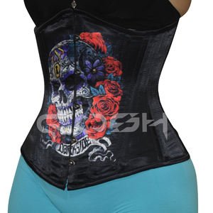 Corsé Sublimado con Diseño de Calavera, Corsés de Satén para Debajo del Busto, Prendas Moldeadoras - Product Image 1