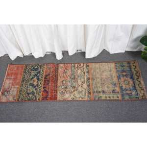 พรมขนแกะตุรกี4.2ft x วินเทจสีแดง & น้ำเงินผ้าทอแบบเรียบสำหรับตกแต่งห้องนั่งเล่นพื้นหลังทำจากยาง - Product Image 1