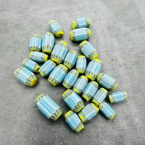 Perles de verre rayées artisanales vintage de Murano forme ovale toutes les couleurs pour la fabrication de bijoux en cristal au chalumeau-approvisionnement en vrac en gros - Product Image 3