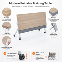 Table gigogne à plateau rabattable avec panneau de protection, en panneau de particules E1, avec roulettes mobiles et structure en acier, pour salle de conférence, salle de classe, bureau