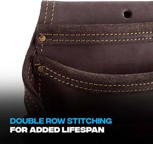 Vente flash, OEM/ODM, pochette à outils pour électricien en cuir pleine fleur, couleur personnalisable, robuste |   Porte-équipement à 10 poches pour ceinture - Product Image 4