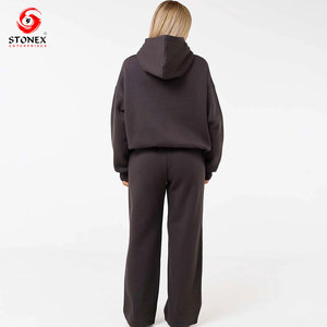 Conjunto Deportivo Personalizado para Mujer, Talla Grande, Invierno, Color Sólido, Alta Calidad, Poliéster/Algodón, Felpa, Informal, con Capucha, Diseño de Logotipo Personalizado, OEM - Product Image 2