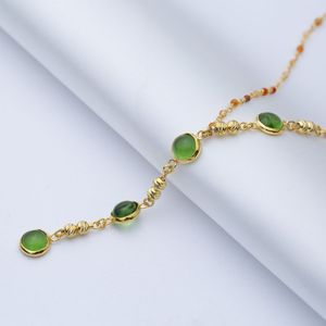 Cuarzo verde y naranja Y diseño oro bisel plata encanto collar venta al por mayor 925 Plata turca joyería hecha a mano - Product Image 4