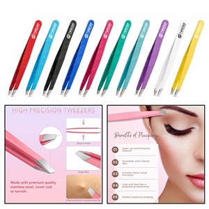 Pinzas Profesionales de Acero Inoxidable para Depilación Facial y de Cejas, Ultrafinas, Inclinadas y con Punta Puntiaguda para una Depilación Precisa - Product Image 5