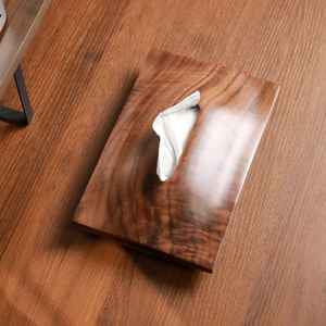 Caja de pañuelos de nogal de lujo | Soporte de papel de madera para baño y sala de estar | Estuche de almacenamiento de escritorio moderno | Organizador de decoración del hogar - Product Image 5