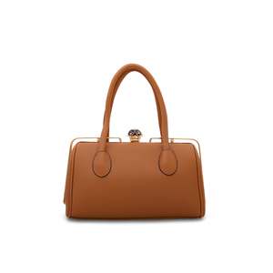 Sac à main fantaisie moutarde P35826 élégant décontracté mode fourre-tout doublure en cuir véritable deux poignées fermeture de selle Durable doux ODM - Product Image 1