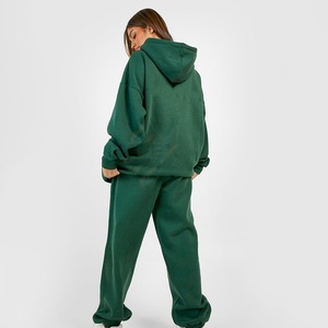 Wholesale Oversized Women Tracksuit 2 Piece Fleece Hoodie Joggers <b>Set</b> Custom Logo Streetwear Cotton Blend <b>Sweatpants</b> <b>Set</b> - Product Image 5