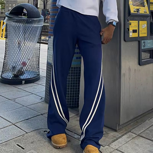 Baggy en coton patchwork pour hommes personnalisé pantalon de jogging streetwear pour hommes pantalon de survêtement unisexe blanc lourd - Product Image 3