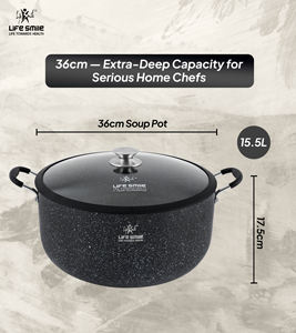 Marmite en granit de qualité supérieure antiadhésive avec couvercle en verre et bord en silicone - Product Image 2