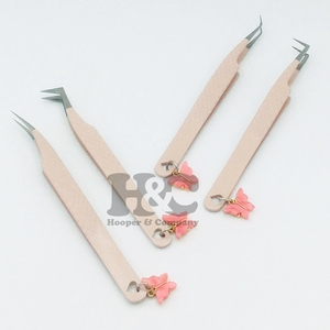 แหนบขนตาปลอมสีเบจแบบใหม่แหนบต่อขนตาปลอมรูปผีเสื้ออุปกรณ์เสริมสำหรับขนตาแหนบสเตนเลสทนทาน - Product Image 2