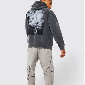 Flat <b>Stitch</b> Embroidered Vintage Style <b>Hoodie</b> Customized Hot Selling Puff Print Graphic Washed Fleece <b>Hoodie</b> - Product Image 4