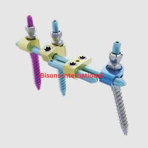 Kit d'implants rachidiens manuels en acier inoxydable BISONS, vis pédiculaire, tige, cage de fusion intercoronarienne et système de fixation - Product Image 2