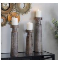 Rustic Wood <b>Candle</b> Stand <b>Set</b> Wedding Decoration with Metal Holder Perfect Home or <b>Gift</b> - Product Image 2