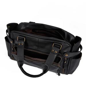 Sac de voyage rétro pour homme de haute qualité, sac de sport, sac à bandoulière, sac à main, fermeture éclair, cuir véritable, imperméable, grand sac messager - Product Image 4