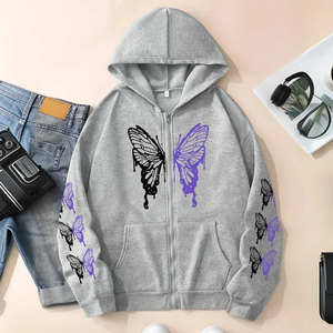Femmes à capuche pardessus impression quotidienne fermeture éclair sweat décontracté polyvalent femme vêtements mode sport Jogging Streetwear - Product Image 1