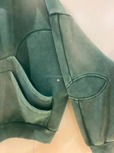 Vente en gros Sweat à capuche vieilli délavé à l'acide pour hommes personnalisé Vintage Full Face Zip Nouveau design Pull à capuche à épaules tombantes pour l'hiver - Product Image 2