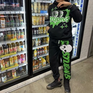 Custom 100% cotton Heavyweight Jogger <b>pattern</b> 3D Bubble print Stacked pants Flared pants men_s tracksuit pants - Product Image 6