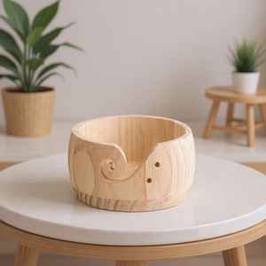 Handmade Solid Wooden Portable Yarn <b>Bowl</b> | Smooth Polished <b>Knitting</b> Yarn Holder Spiral Cut for Tangle-Free Use Eco-Friendly - Product Image 6