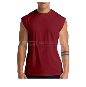 Singlet de sport pour homme en coton premium et élasthanne, coupe musclée, sans manches, haut de sport respirant et extensible, coton et élasthanne - Product Image 1