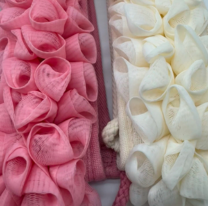 MIA MED Durable Nylon Back Strap Floral Flower Shape Bath Body Scrubbing <b>Belt</b> Long Mesh Shower Exfoliation Body Cleaner - Product Image 5