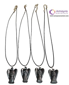 Ágata Hematita Ángel Colgantes Hecho a mano Piedra preciosa Estatuilla Collar Cristal Ángel Colgantes Venta al por mayor de Amayra Cristales Exportaciones - Product Image 2