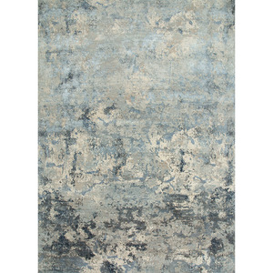 Tapis en laine et soie de bambou noué à la main Kavi gris et noir, motif abstrait Srb(705) pour usage domestique - Product Image 1