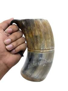Craftshub authentique Style médiéval corne de boeuf tasse à la main écologique gobelet à bière finition brillante naturelle verres promotionnels - Product Image 4