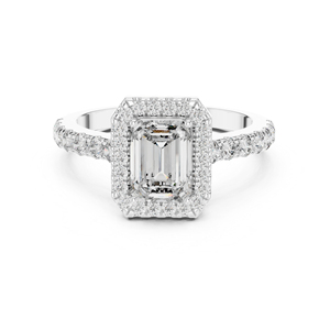 Anillo de Compromiso de Oro Amarillo de 14K con Esmeralda y Diamantes Redondos |   Anillo de Aniversario |   Diamante Cultivado Nuevo - Product Image 2