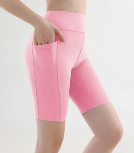 Design mi-long Fitness femmes course Biker Shorts taille haute personnalisé sans couture séchage rapide respirant femmes Gym Shorts - Product Image 3