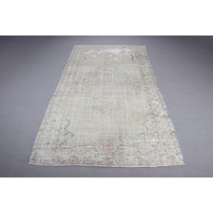 Grand tapis turc vintage 5,9x10,4 pieds, tapis en laine unie gris bleu - Product Image 1