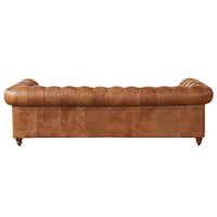 Canapé Chesterfield classique trois places extensible convertible en cuir véritable avec structure en bois, capitonné compressé, modulaire et pivotant