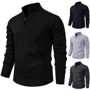 Pull-over personnalisé pour homme à col zippé 1/4, 100 % coton, coupe oversize, coupe-vent, respirant, tricoté, vente en gros, uni - Product Image 1