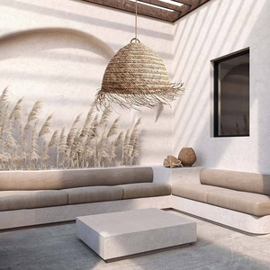 Artisan-Crafted Natural Straw Lampshade - Boho Style Seagrass <b>Pendant</b> <b>Light</b> for Living Room or Bedroom - Product Image 2